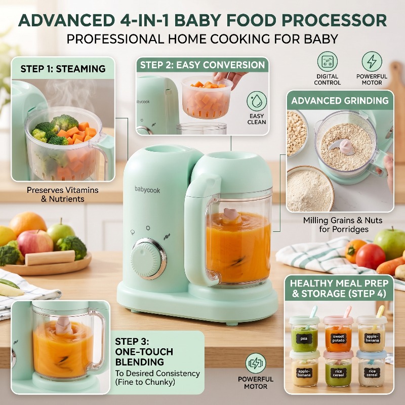 Baby Food Maker And Steamer - Penggiling Makanan Bayi Multifungsi Presisi Tinggi