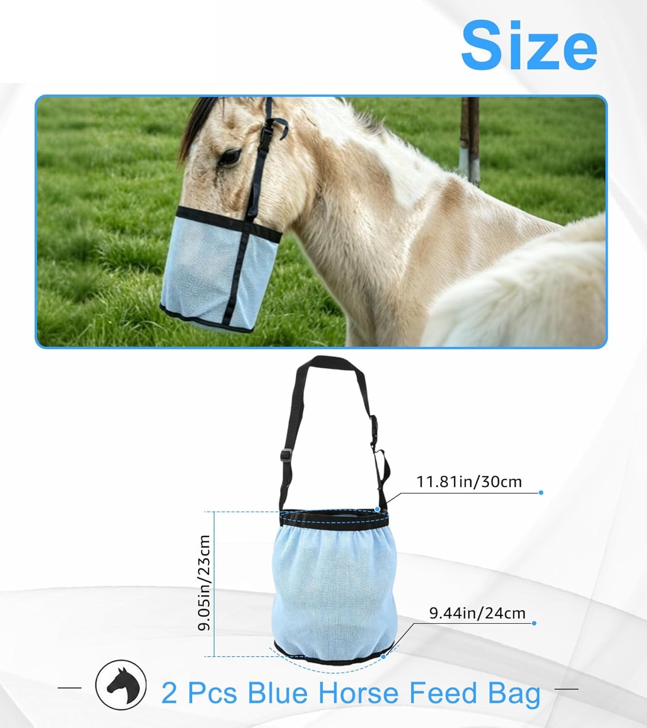 2 Buah Tas Pakan Kuda Biru/Hit - Mesh Feeder Bag ulasan dan harga